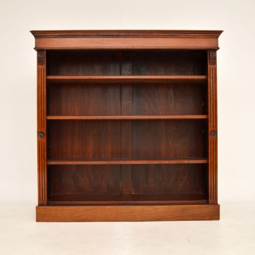 fig 1. Antique Victorian Solid Walnut Open Bookcase
