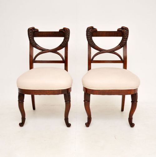 Pair of Antique Carved Mahogany Side Chairs