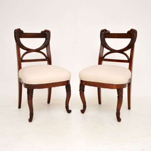 fig 1. Pair of Antique Carved Mahogany Side Chairs
