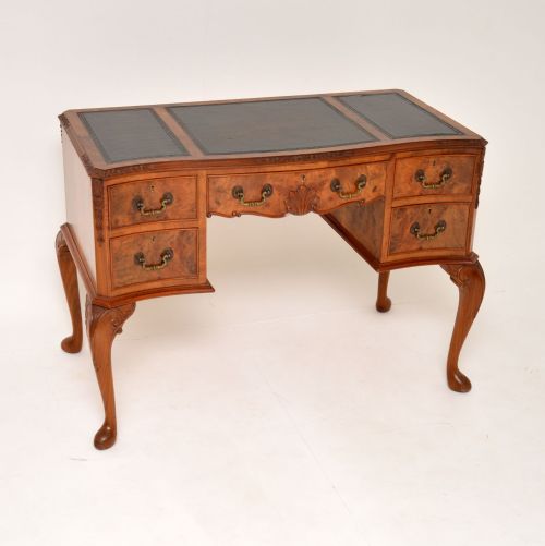 Antique Burr Walnut Leather Top Writing Desk