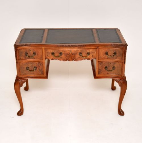 fig 1. Antique Burr Walnut Leather Top Writing Desk