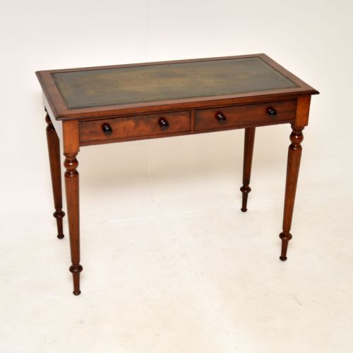 Antique Victorian Mahogany Leather Top Writing Table / Desk