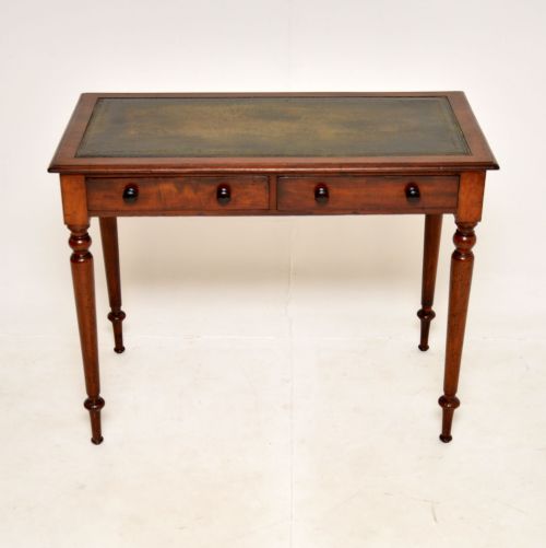 fig 1. Antique Victorian Mahogany Leather Top Writing Table / Desk