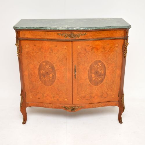 fig 1. Antique French Burr Walnut Marble Top Cabinet