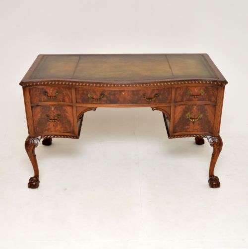 fig 1. Antique Mahogany Chippendale Style Leather Top Desk