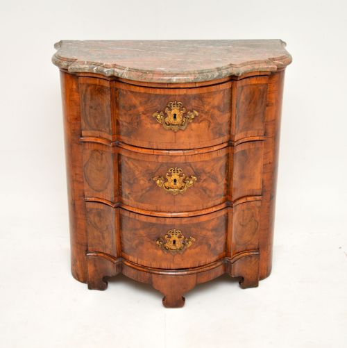 Antique Italian Burr Walnut Marble Top Commode
