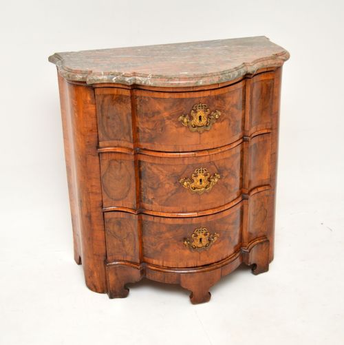 fig 1. Antique Italian Burr Walnut Marble Top Commode