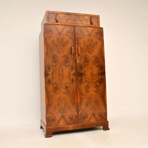 1930'S Art Deco Burr Walnut Compactum Wardrobe