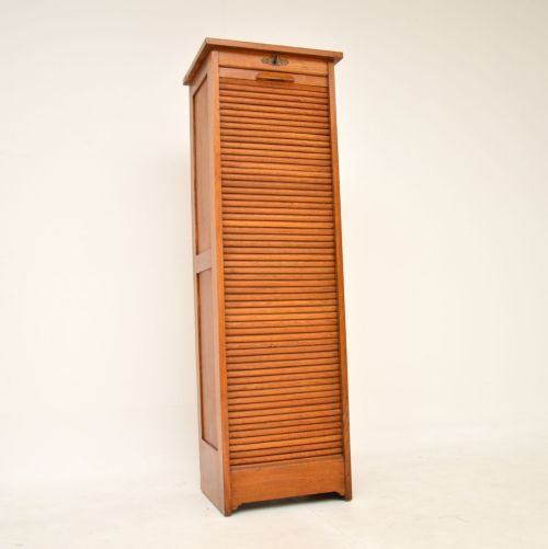 Antique Oak Tambour Front Filing Cabinet