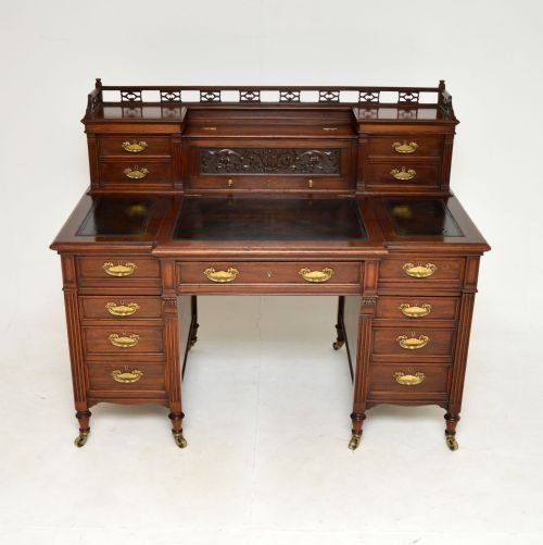fig 1. Antique Victorian Walnut Pedestal Desk by James Shoolbred