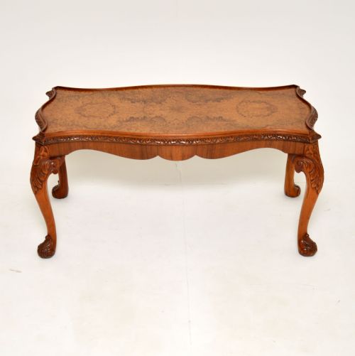 Antique Burr Walnut Queen Anne Style Coffee Table