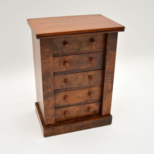 Antique Victorian Burr Walnut Miniature Wellington Chest