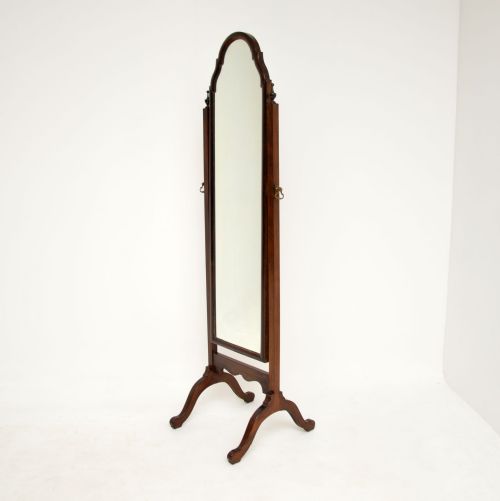 Antique Edwardian Walnut Cheval Mirror
