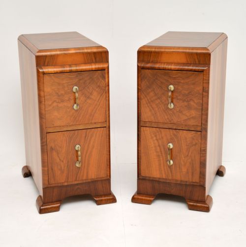 Pair of Art Deco Figured Walnut Bedside Chests