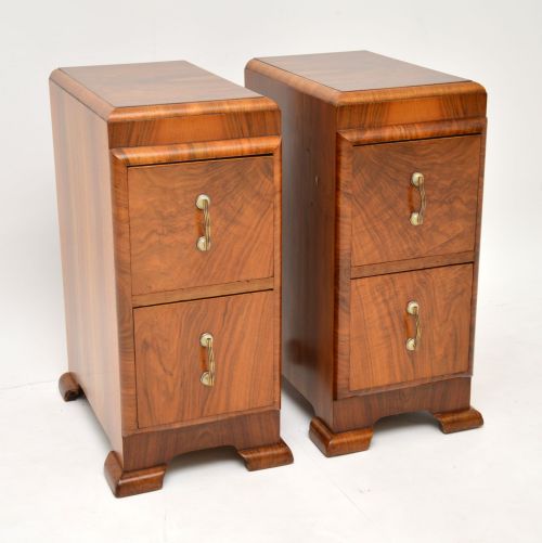 fig 1. Pair of Art Deco Figured Walnut Bedside Chests