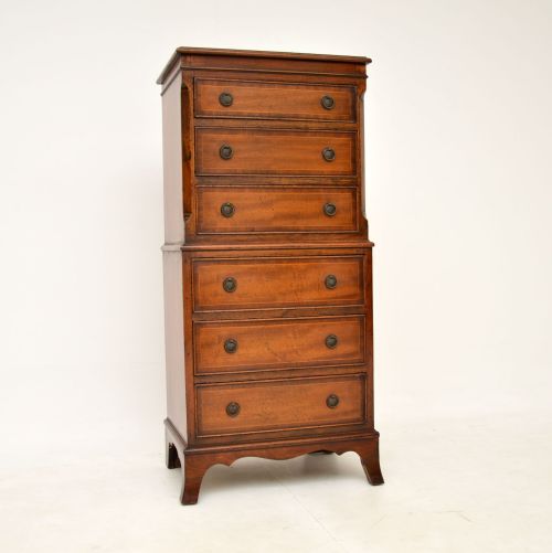 Antique Georgian Style Inlaid Mahogany Chest on Chest