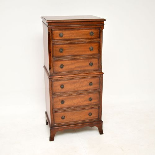 fig 1. Antique Georgian Style Inlaid Mahogany Chest on Chest