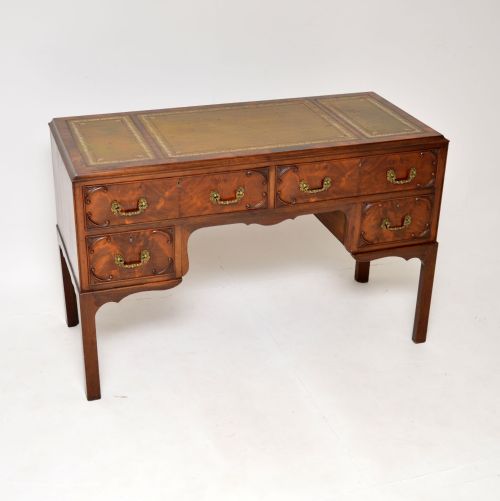 Antique Chippendale Style Mahogany Leather Top Desk