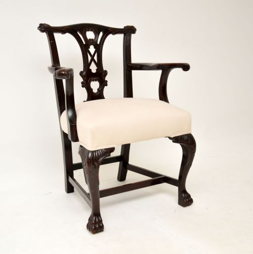 Antique Georgian Period Chippendale Mahogany Armchair
