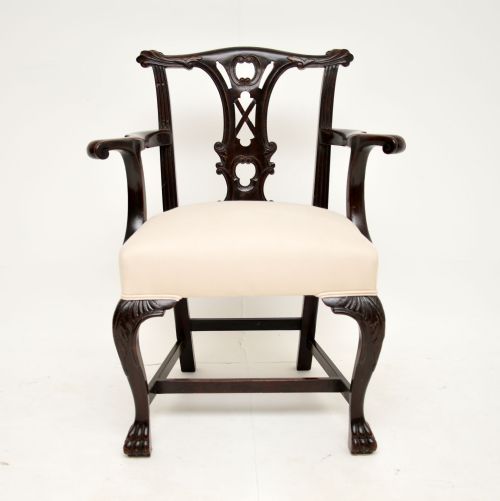 fig 1. Antique Georgian Period Chippendale Mahogany Armchair