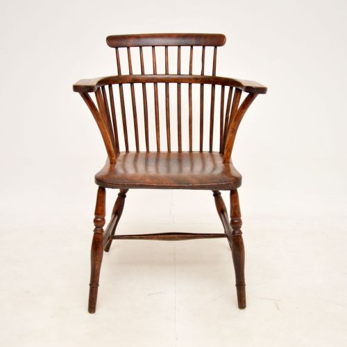 fig 1. Antique Victorian Solid Elm Windsor Armchair
