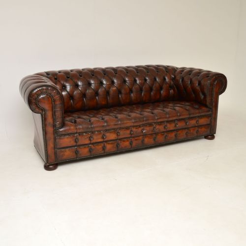 Antique Deep Buttoned Leather Chesterfield Sofa
