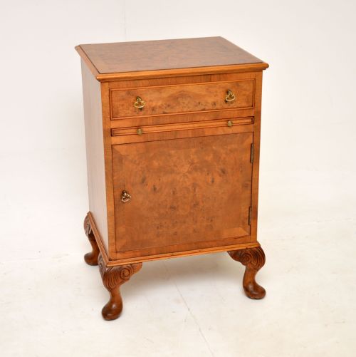 Antique Burr Walnut Bedside Cabinet