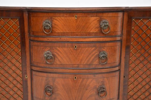fig 1. Antique Edwardian Grill Front Mahogany Sideboard