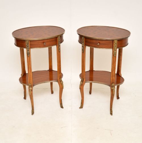 Pair of Antique French Parquetry Bedside / Side Tables