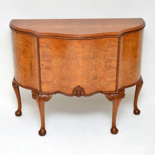 Antique Queen Anne Style Burr Walnut Cabinet