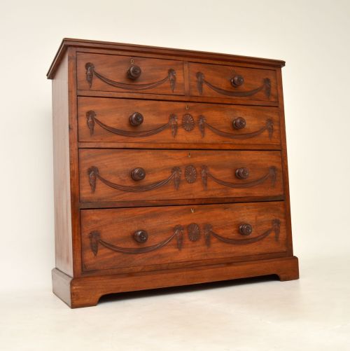 Antique Victorian Neoclassical Mahogany Chest of Drawers