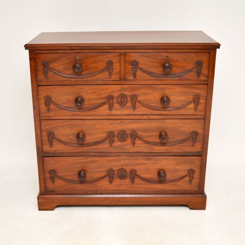 fig 1. Antique Victorian Neoclassical Mahogany Chest of Drawers