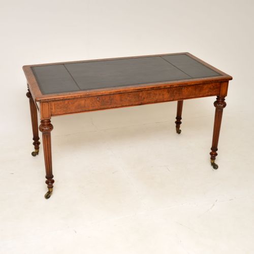 Antique Victorian Burr Walnut Writing Table by Holland & Sons