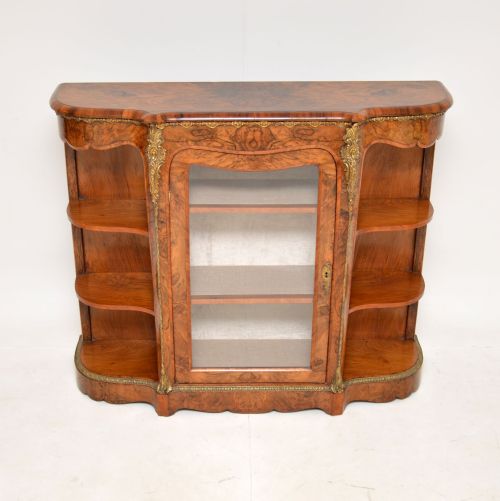 fig 1. Antique Victorian Burr Walnut Open Ended Credenza