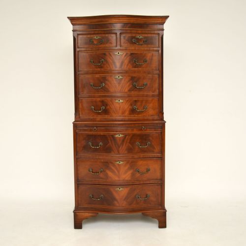 fig 1. Antique Georgian Style Mahogany Serpentine Fronted Chest on Chest