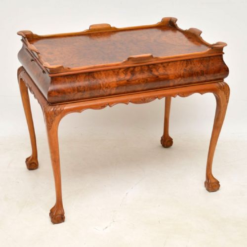 Antique Burr Walnut Tray Top Side Table