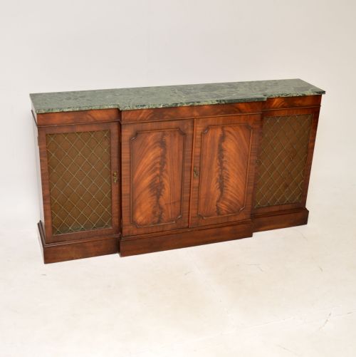 Antique Marble Top Grill Front Mahogany Sideboard