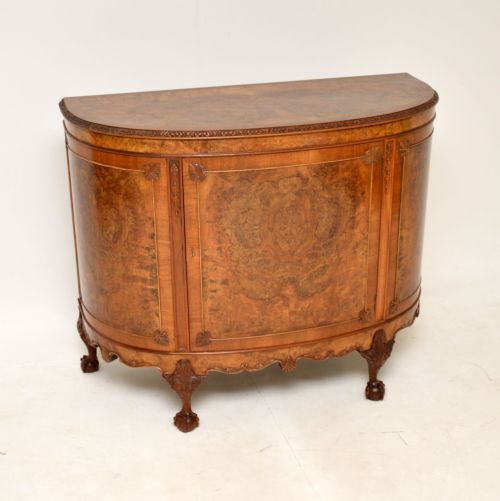 Antique Burr Walnut Bow Front Cabinet