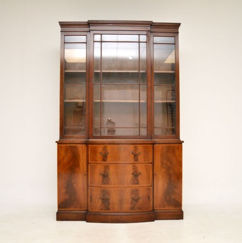 fig 1. Antique Inlaid Mahogany Breakfront Bookcase