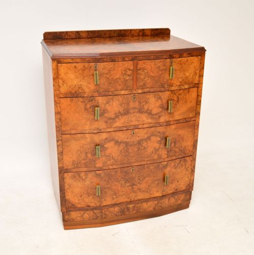 1920'S Art Deco Burr Walnut Chest of Drawers
