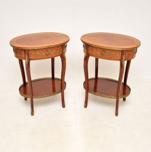 Pair of Antique French Inlaid Parquetry Side Tables