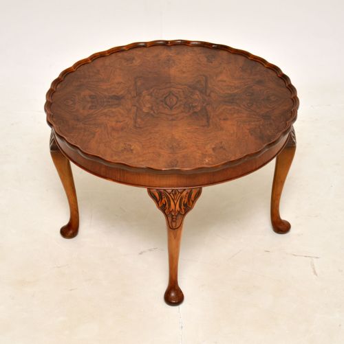 Antique Burr Walnut Pie Crust Coffee Table