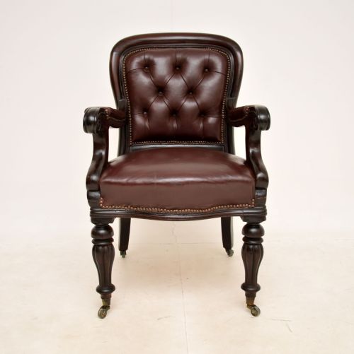 fig 1. Antique William IV Leather & Mahogany Desk Chair