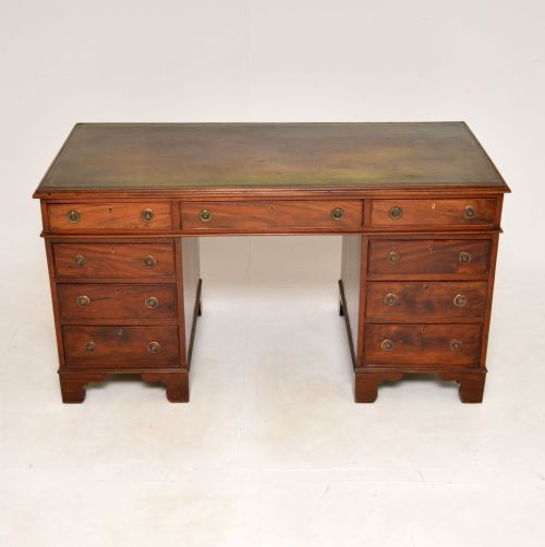 fig 1. Antique Mahogany Leather Top Pedestal Desk