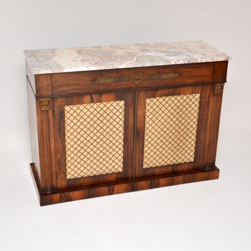 Antique Regency Rosewood Marble Top Sideboard
