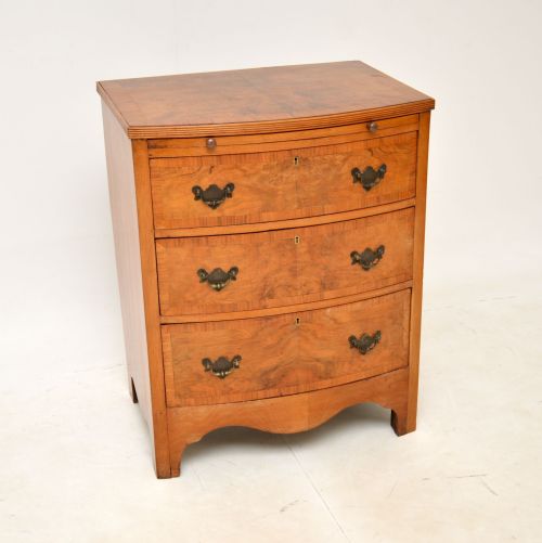 Antique Burr Walnut Bow Front Chest of Drawers
