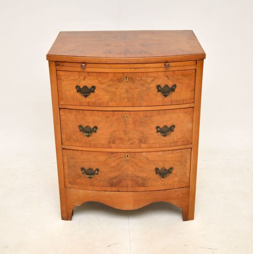 fig 1. Antique Burr Walnut Bow Front Chest of Drawers