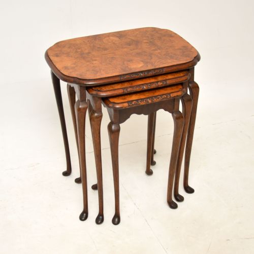 Antique Burr Walnut Nest of Three Tables
