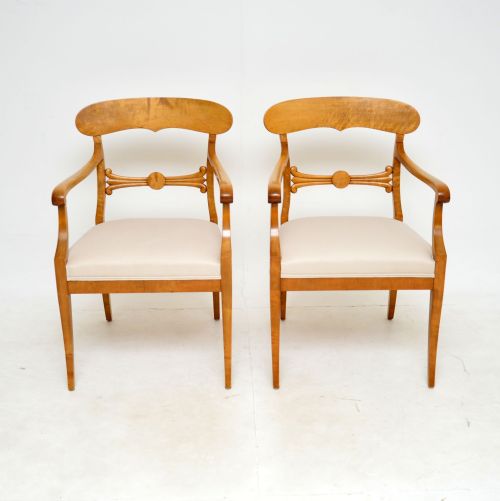 fig 1. Pair of Antique Swedish Satin Birch Biedermeier Armchairs