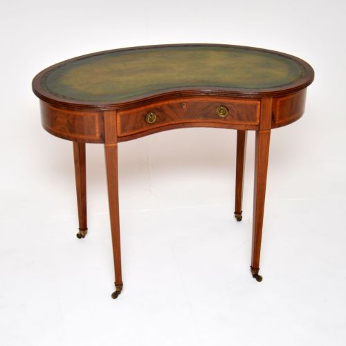 Antique Edwardian Mahogany Leather Top Kidney Desk
